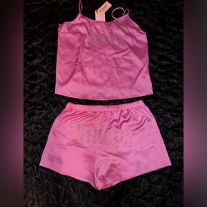 Juicy Couture pink satin 2 piece set